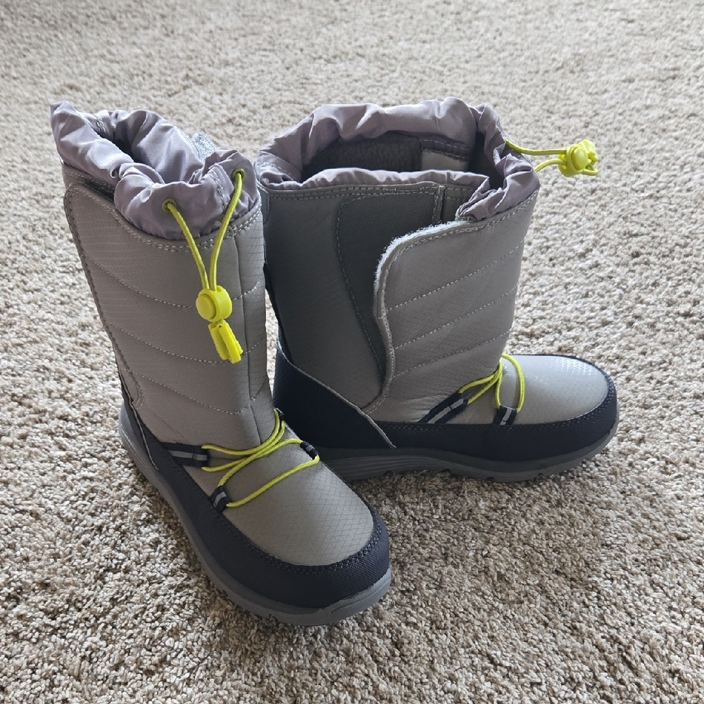 Lands End Gray and Black Kids Snow Boots